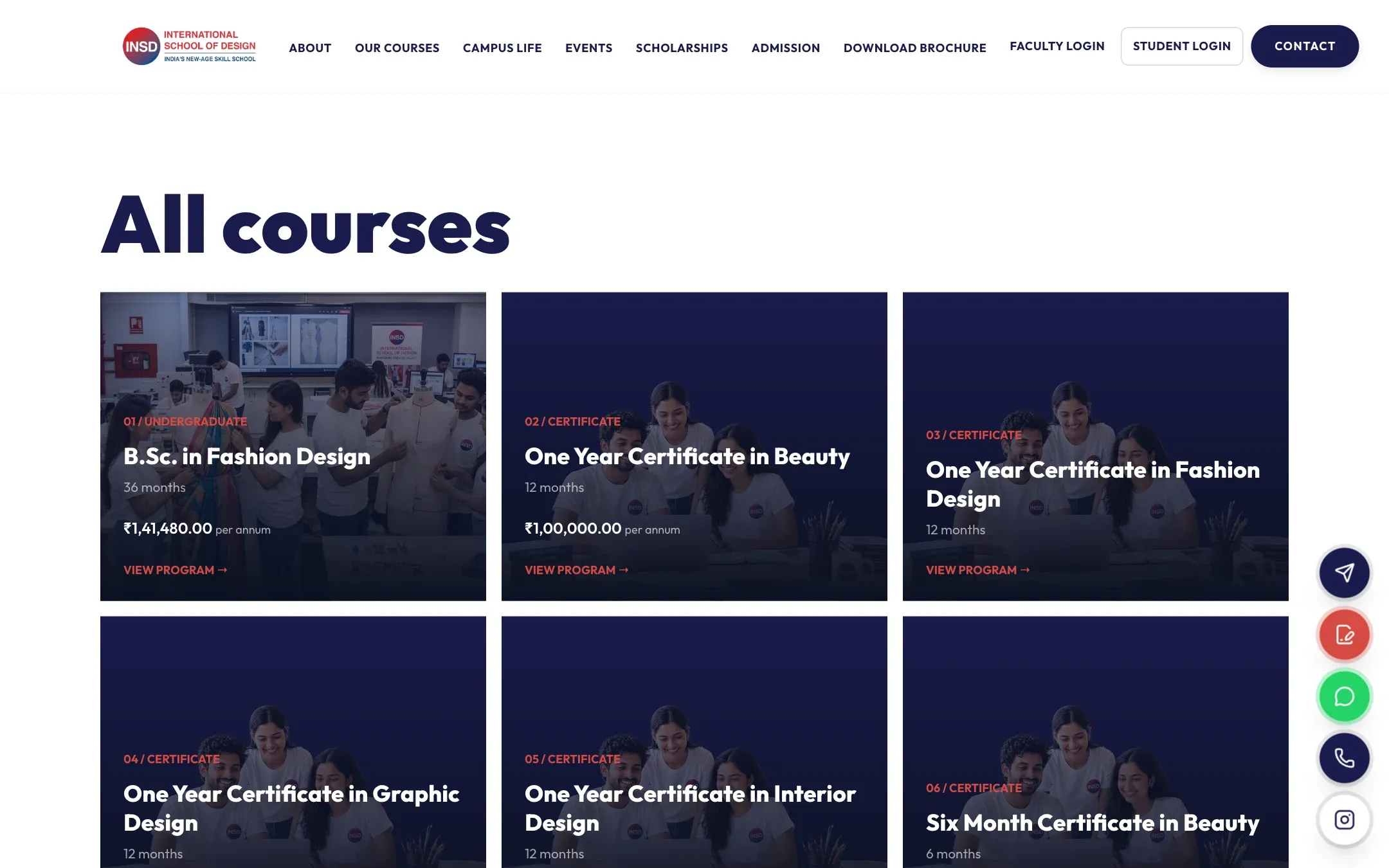 INSD Amritsar course catalogue with fees and duration